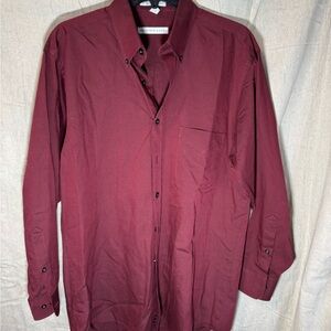 Geoffrey Beene Maroon Casual Button Down Shirt